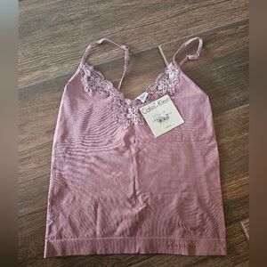 CALVIN KLEIN MAUVE LACE CAMI STRETCH TOP SZ M  LYCRA NYLON